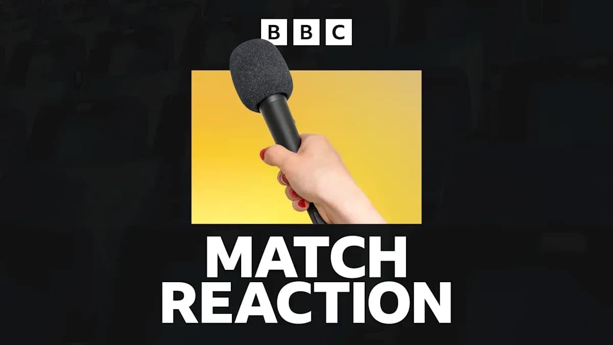 Mic in hand with text 'MATCH REACTION'