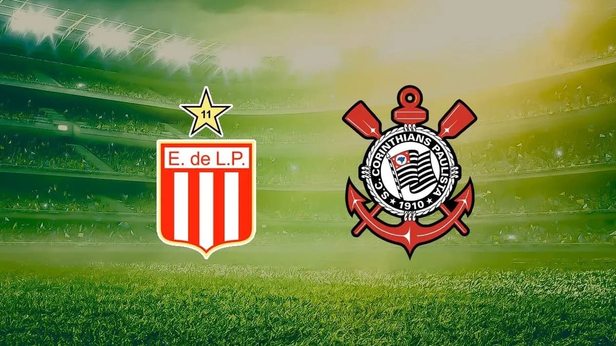 Logos de Estudiantes y Corinthians en el campo