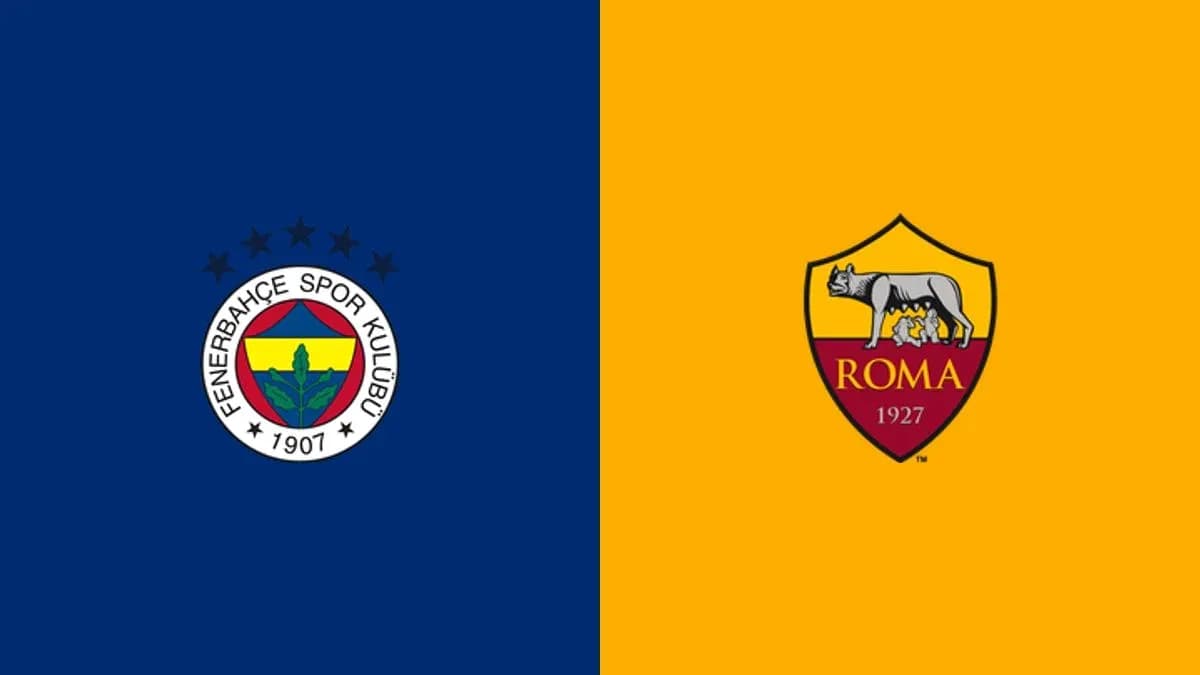 Logos de Fenerbahçe y Roma en fondo colorido