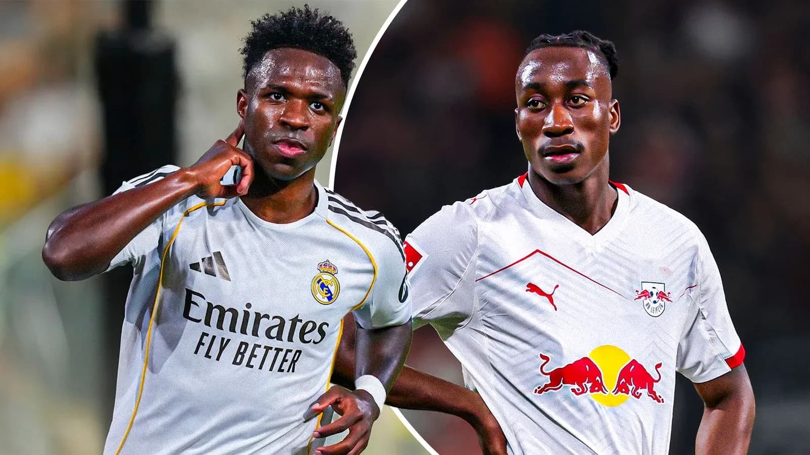 Vinícius Júnior y jugador de RB Leipzig en acción