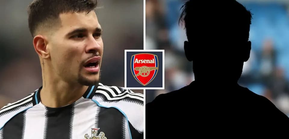 Jugador de Newcastle con logo de Arsenal superpuesto