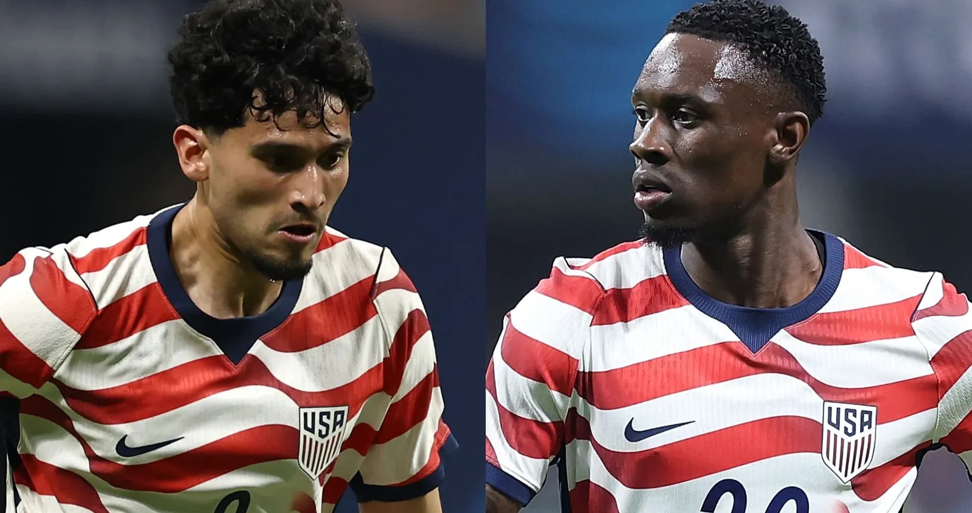 Dos jugadores de Estados Unidos en el campo de fútbol