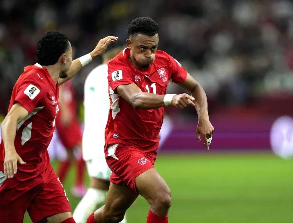 Jugadores de Suiza celebrando un gol