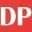 Logotipo con letras D y P en fondo rojo