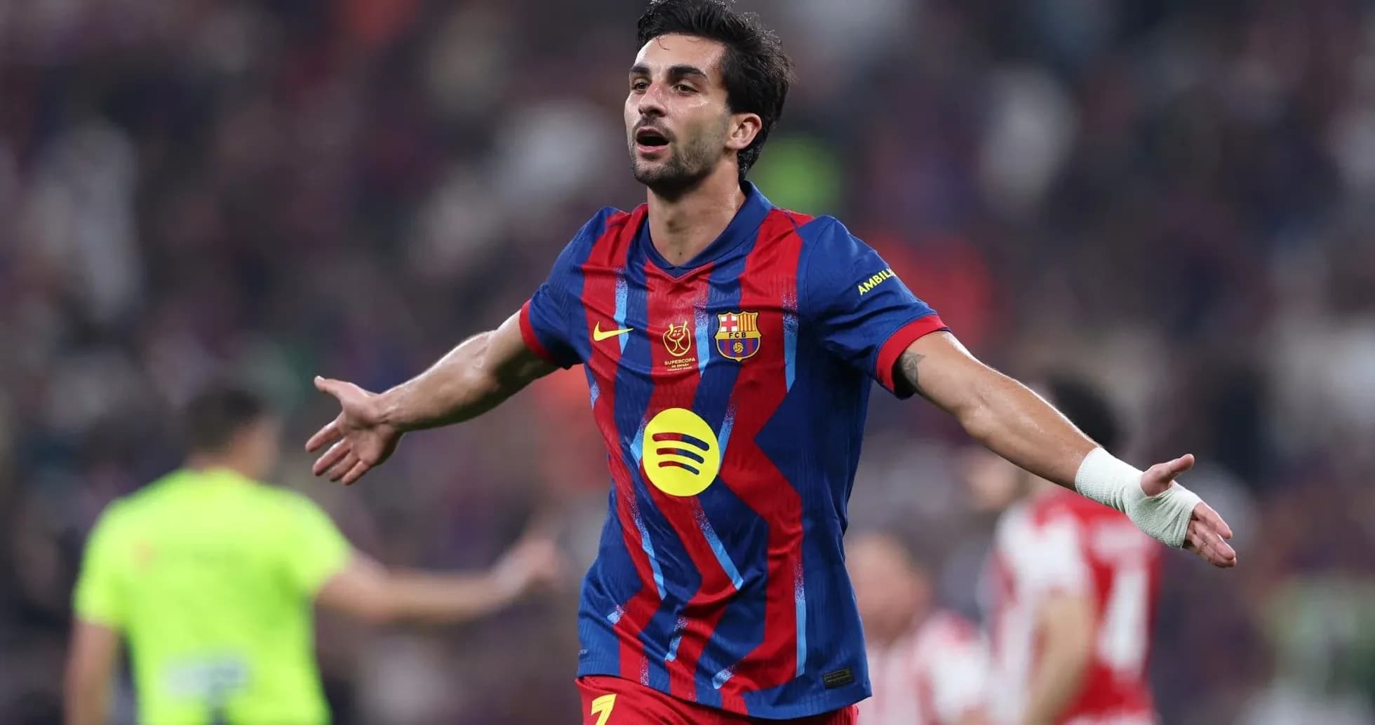 Jugador de Barcelona celebrando un gol en el partido