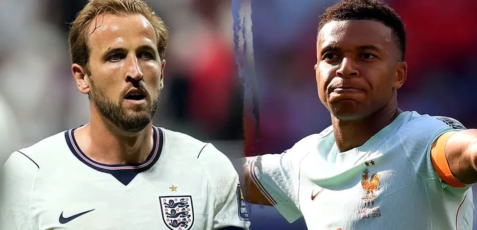 Kylian Mbappé y Harry Kane en el partido