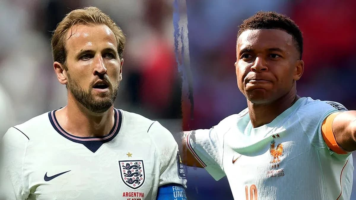 Kylian Mbappé y Harry Kane en el partido