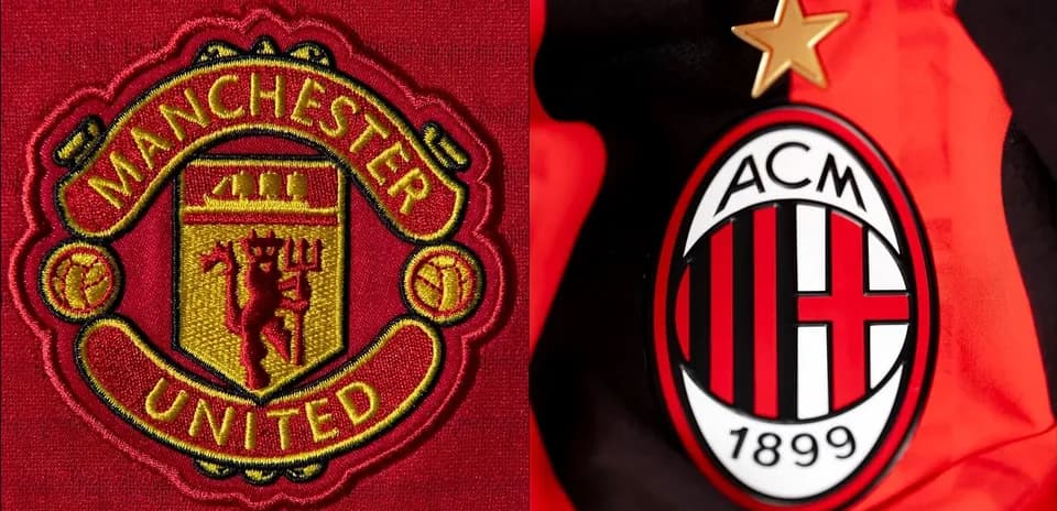 Escudos de Manchester United y AC Milan juntos