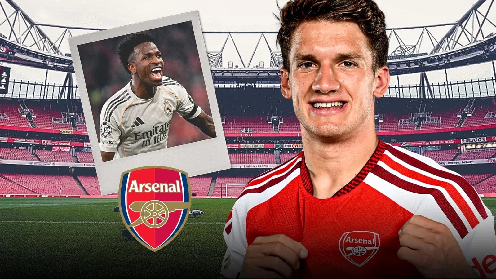Jugador de Arsenal posando con camiseta en estadio