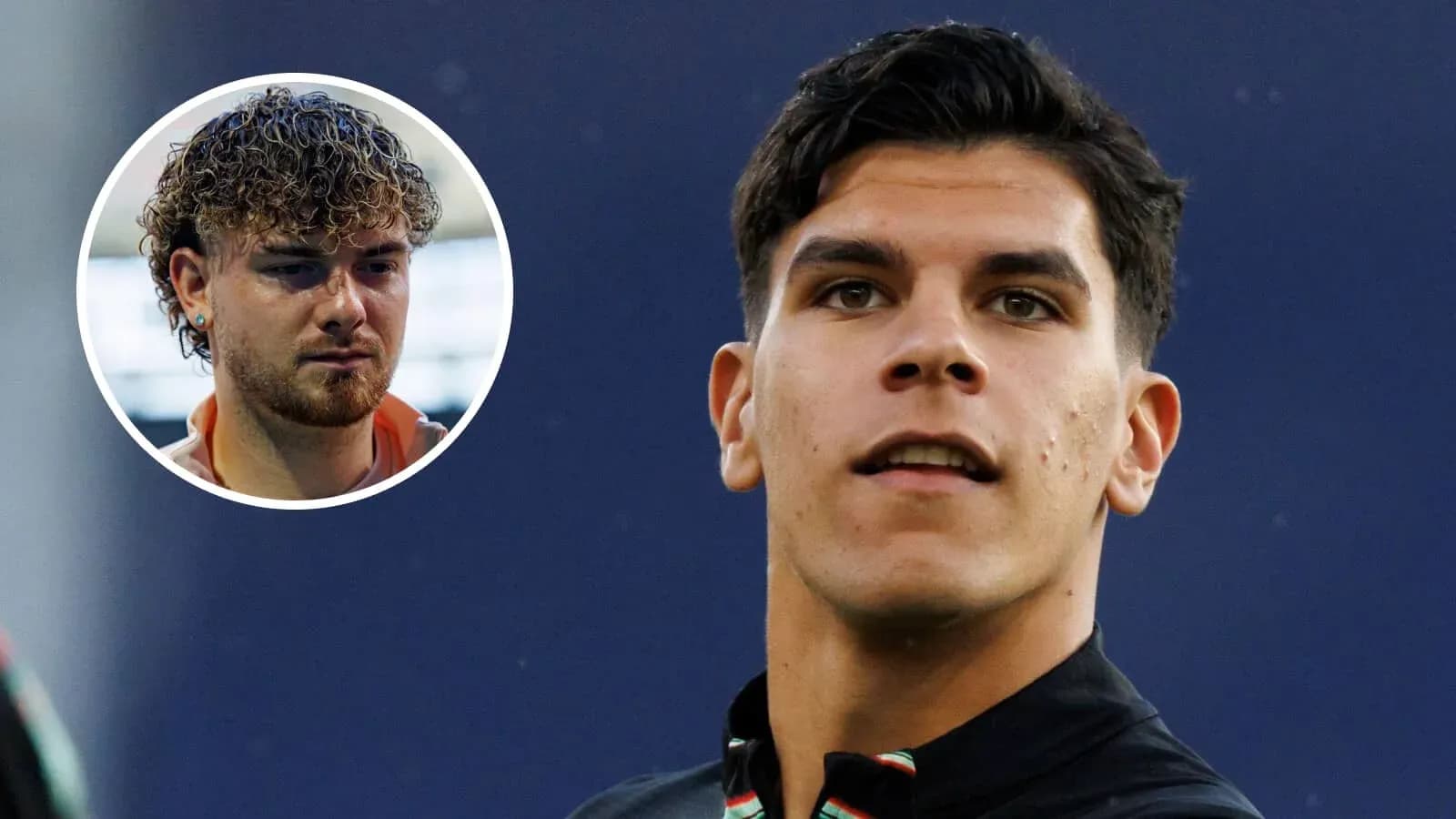 Dos jugadores en el campo antes del partido