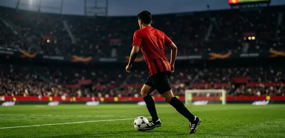 Jugador preparando un saque de esquina en estadio lleno