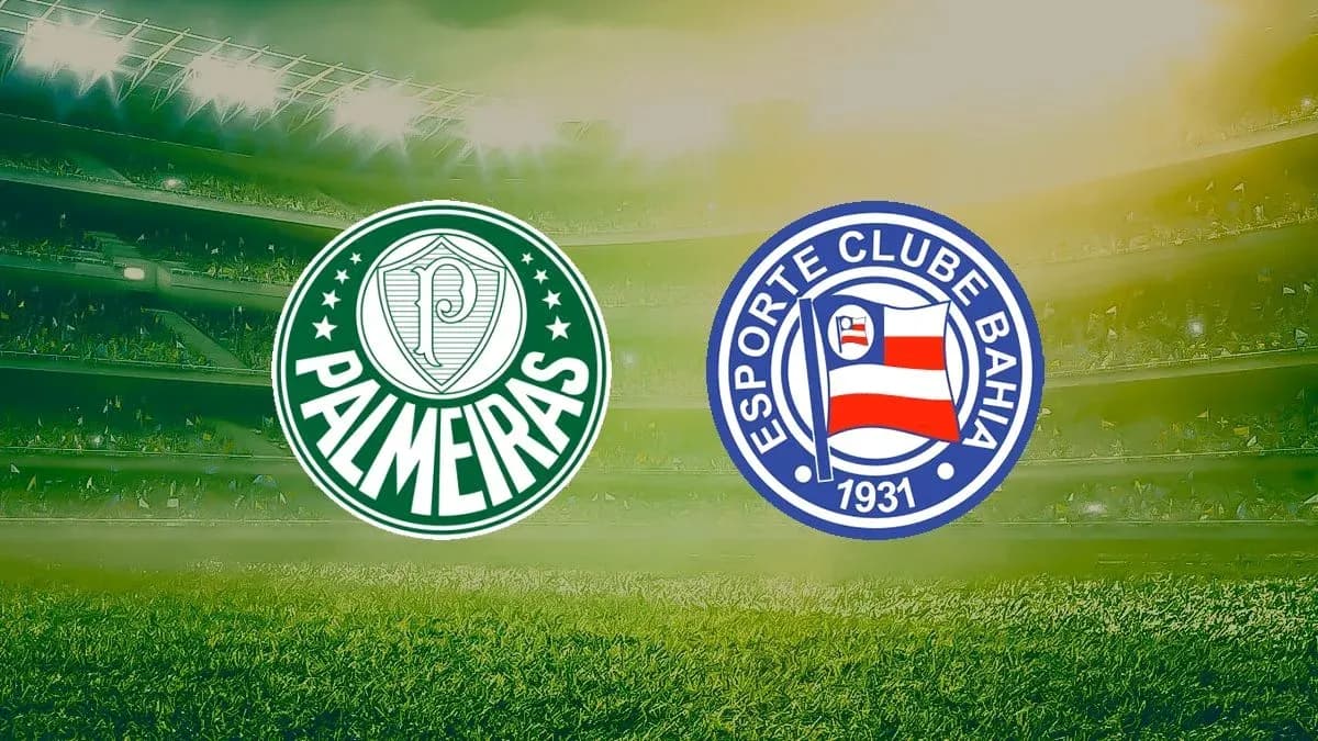 Logos de Palmeiras y Bahia en el estadio