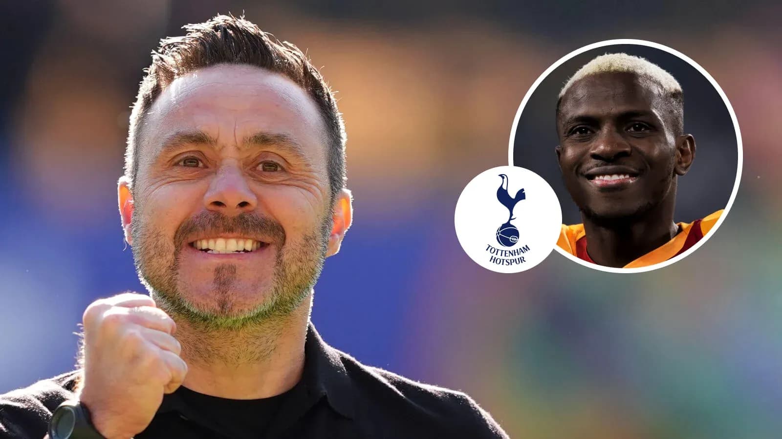 Entrenador sonriente con jugador destacado en círculo