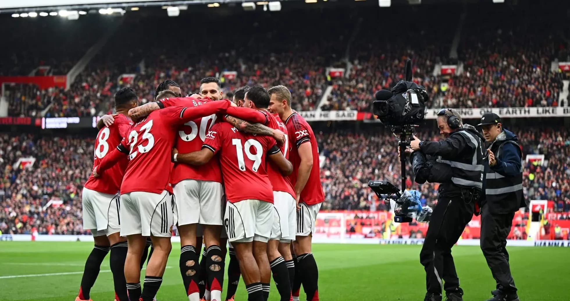 Celebración de jugadores de Manchester United