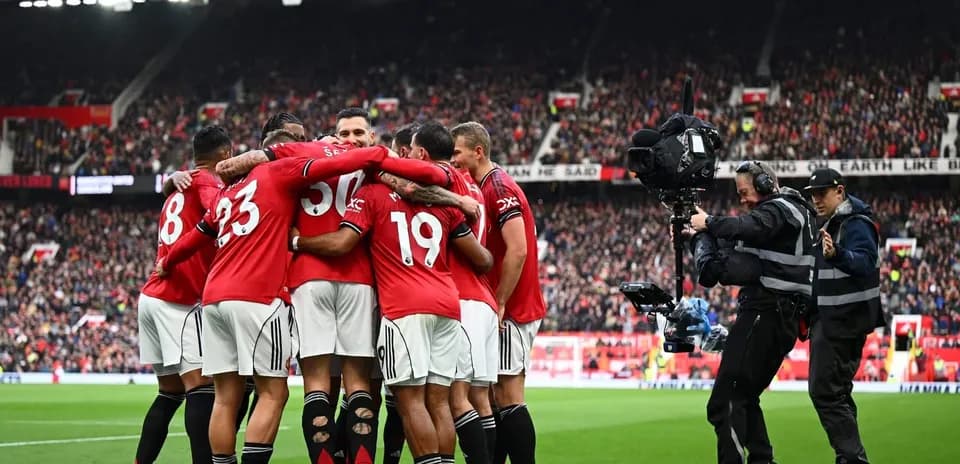 Celebración de jugadores de Manchester United