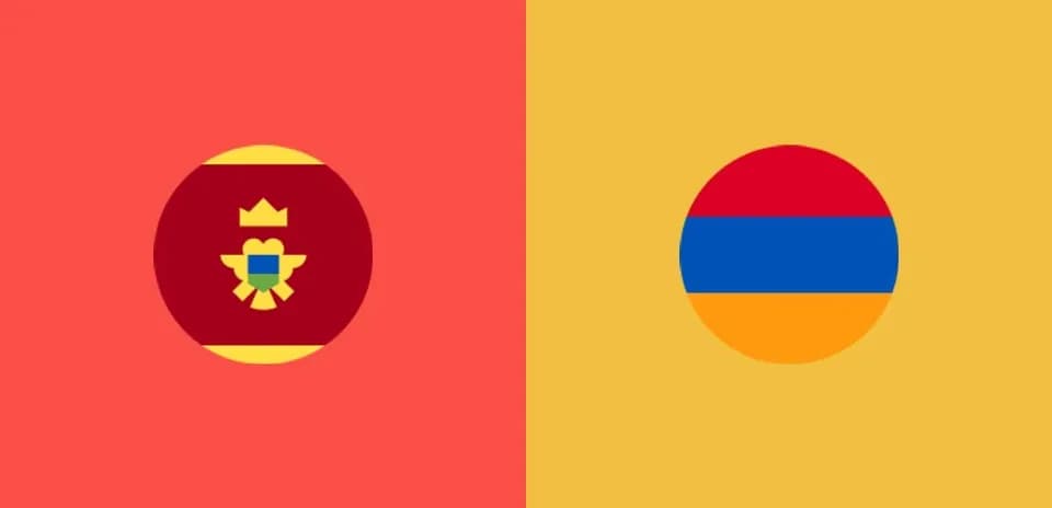 Banderas de Montenegro y Armenia en fondo colorido