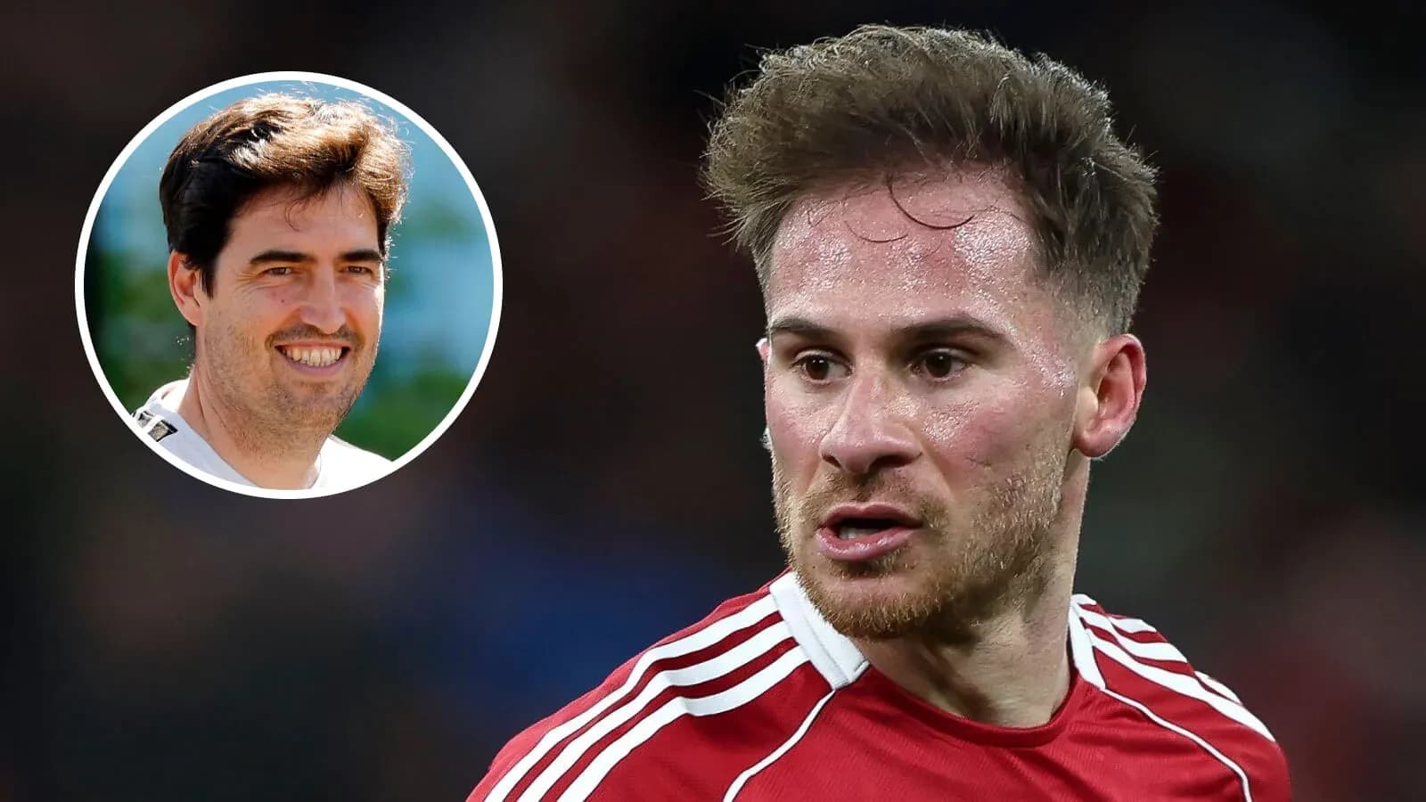 Jugador de fútbol con camiseta roja en acción
