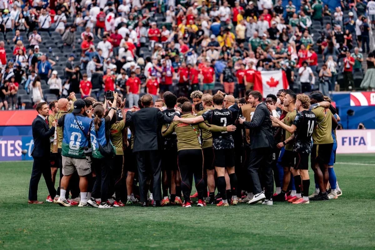 Jugadores de Canadá celebrando en el Mundial 2026