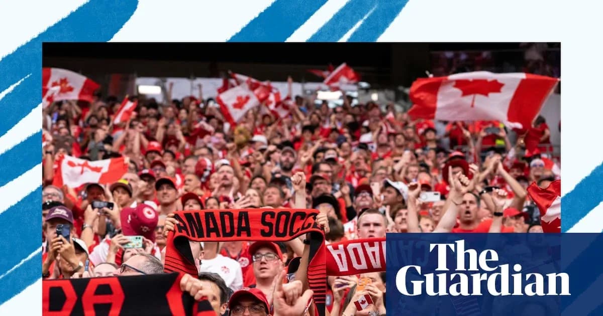 Aficionados con banderas canadienses en estadio