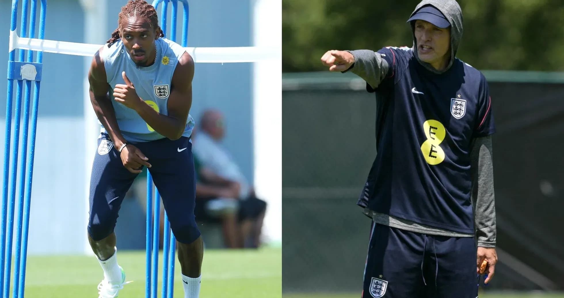 Jugador entrenando y entrenador dirigiendo en campo