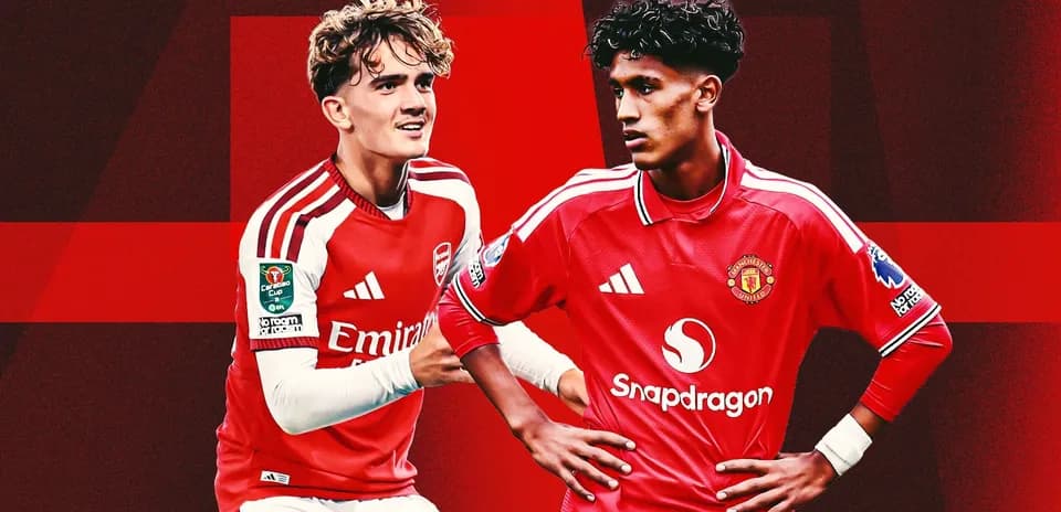Jugadores de Arsenal y Manchester United posando juntos