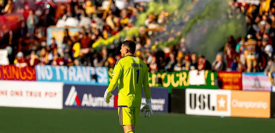 Portero en el partido Detroit City vs Lexington