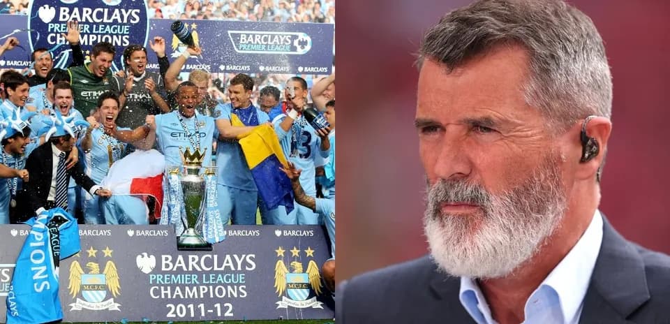 Jugadores de Manchester City celebrando el título de liga
