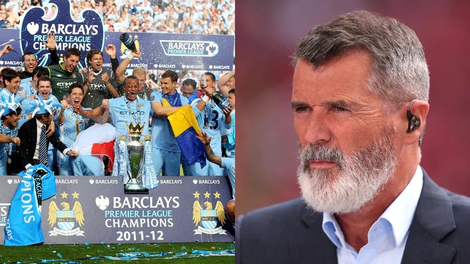 Jugadores de Manchester City celebrando el título de liga
