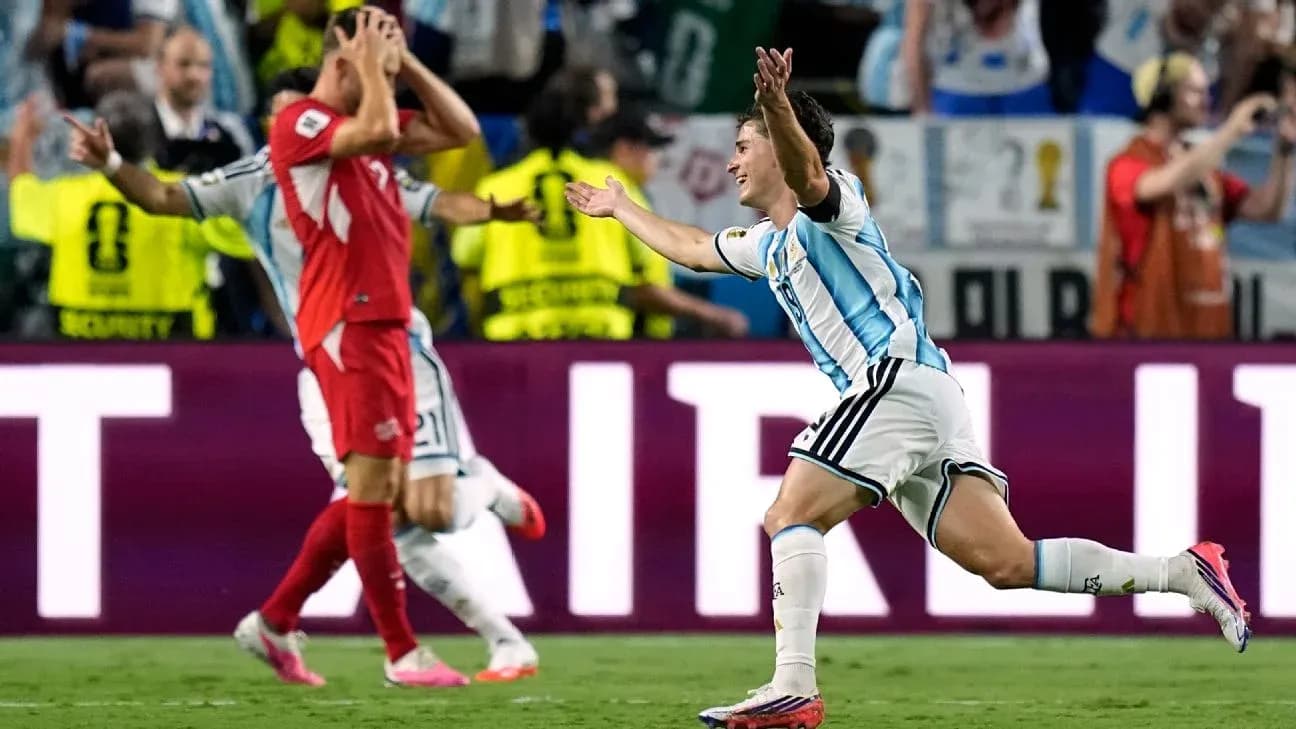 Jugador de Argentina celebrando un gol en el partido