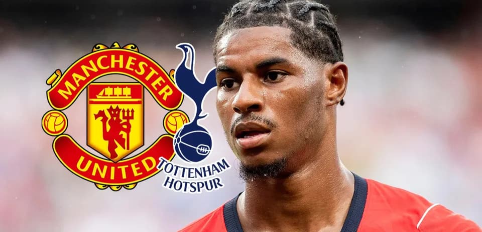 Jugador de fútbol con logotipos de Manchester United y Tottenham