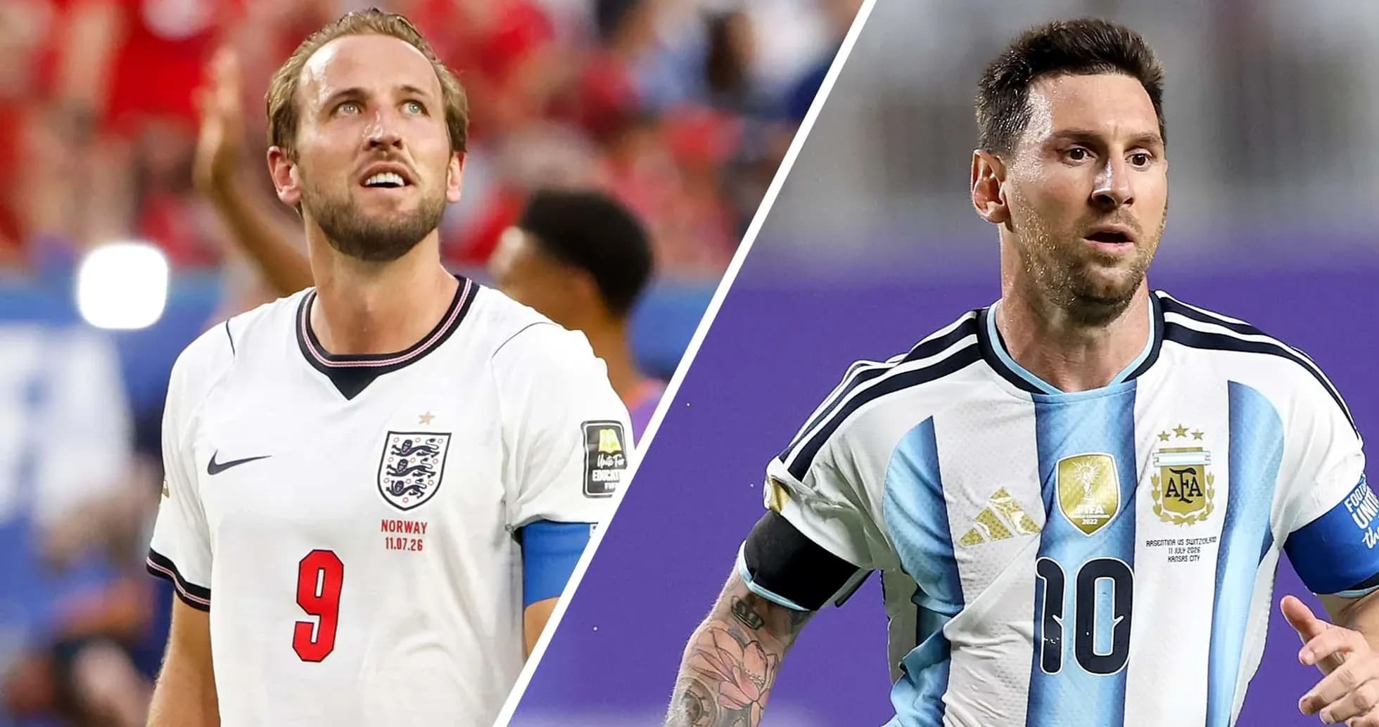 Harry Kane y Lionel Messi en partido