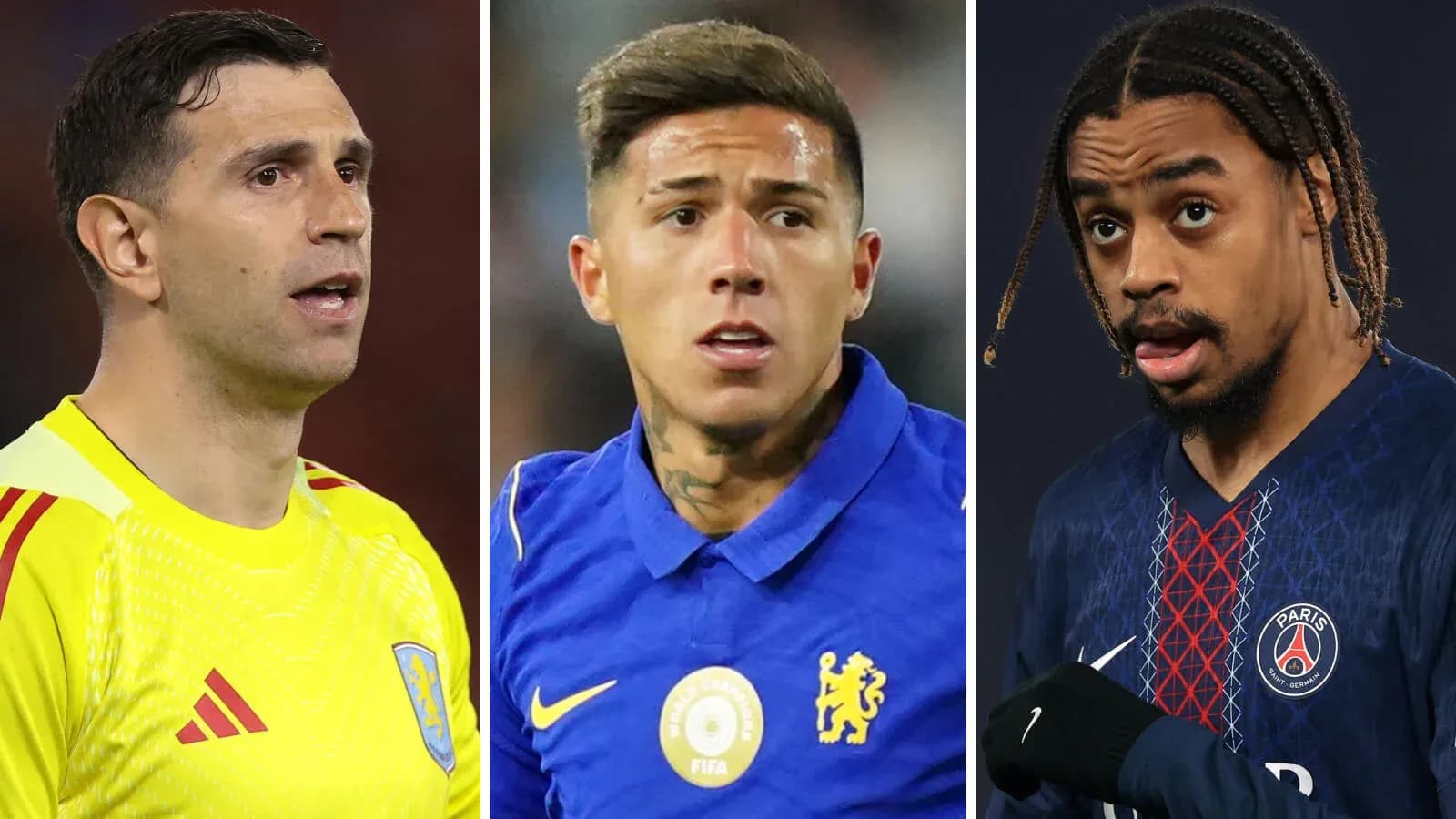 Tres futbolistas en acción durante un partido