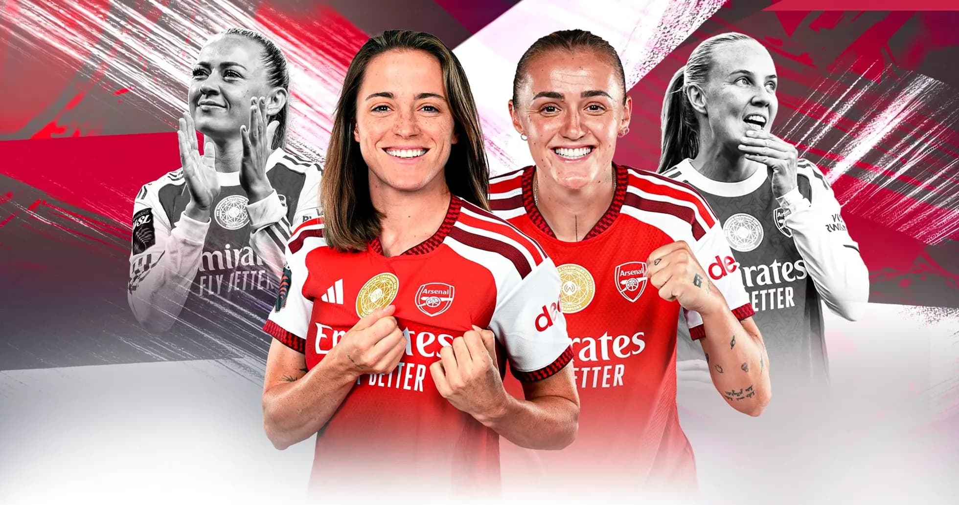 Jugadoras de Arsenal posando en uniforme de equipo