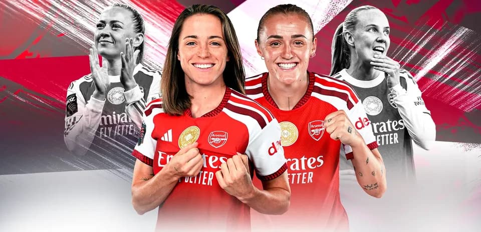 Jugadoras de Arsenal posando en uniforme de equipo