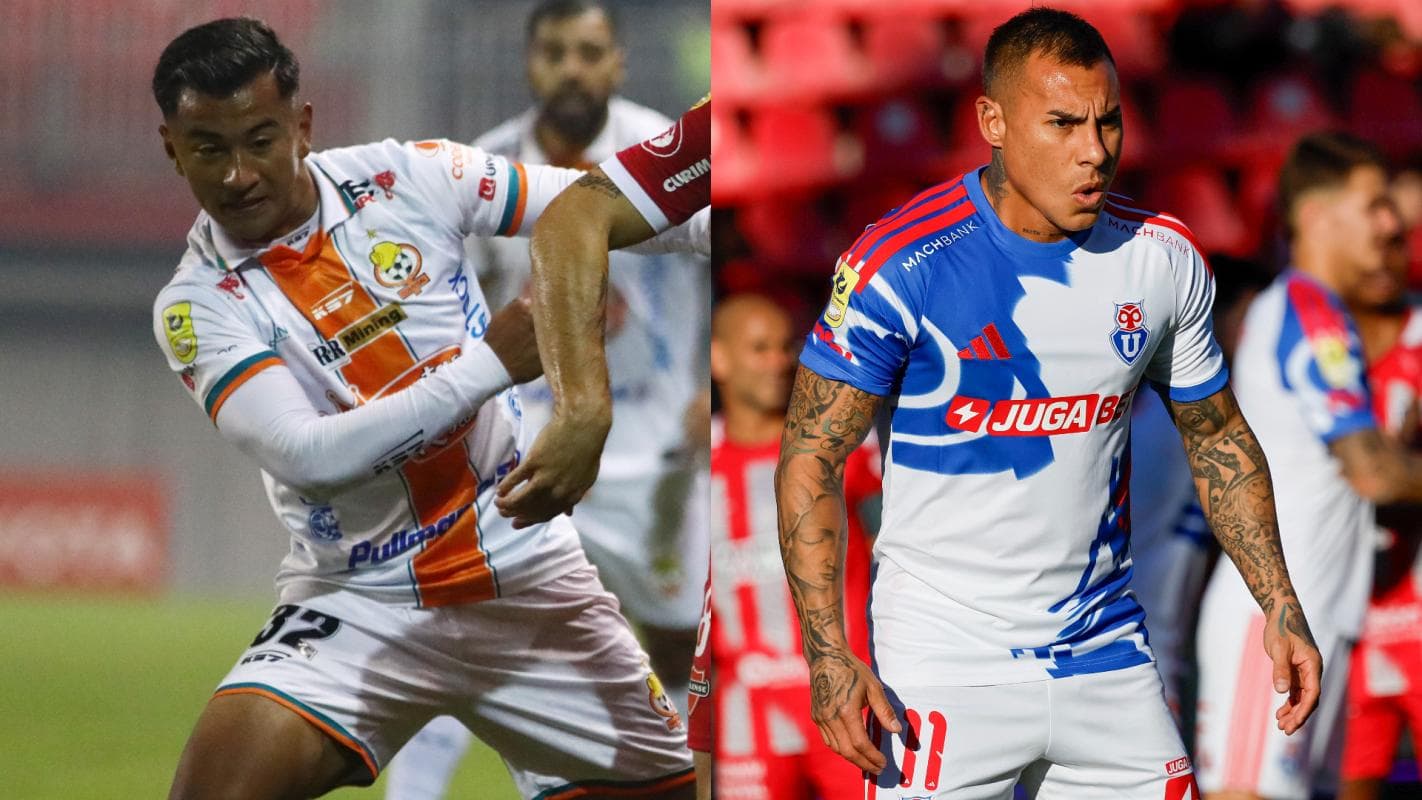 Jugadores de Cobresal y Universidad de Chile en acción