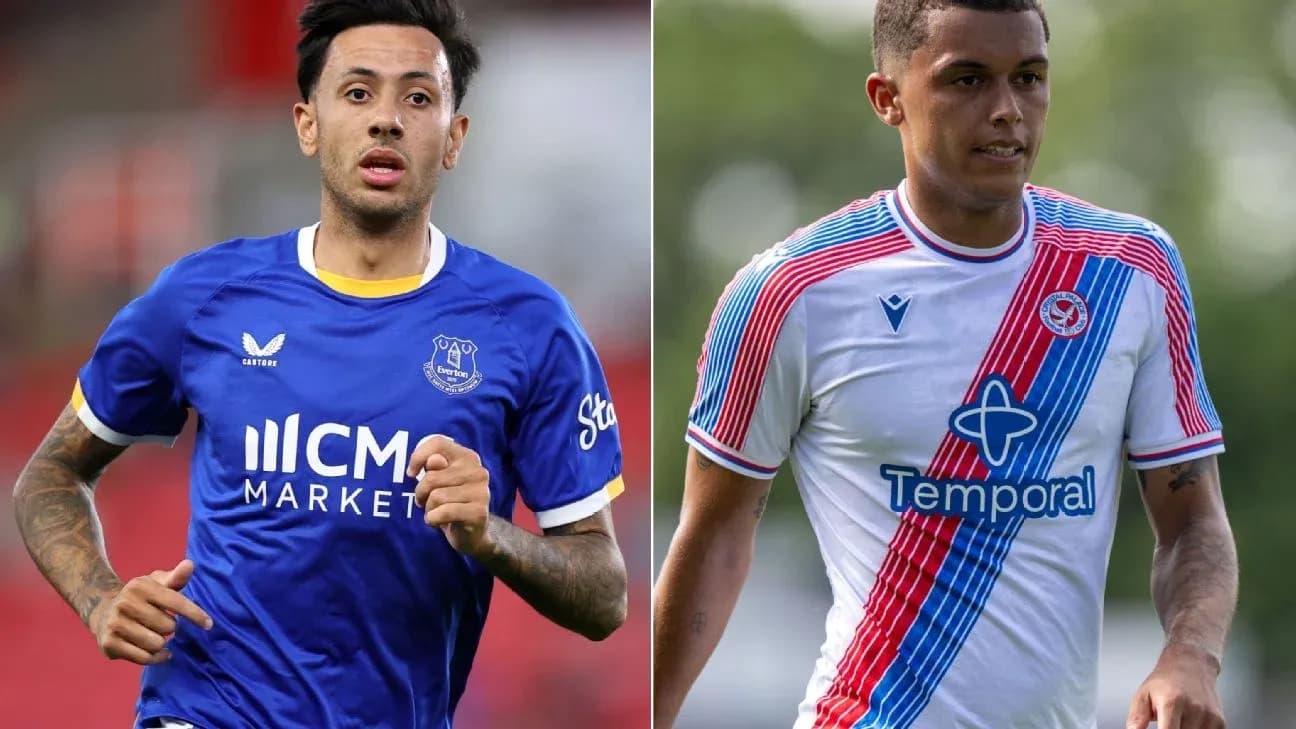 Jugadores de Everton y Crystal Palace en acción