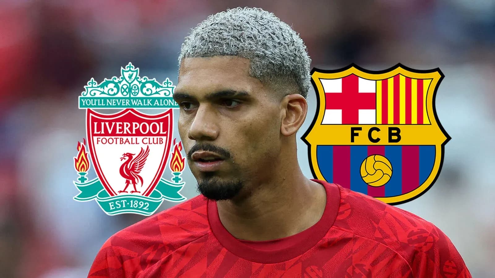 Jugador con camisetas de Liverpool y Barcelona de fondo