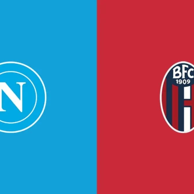 Logos de Napoli y Bologna en fondo azul y rojo