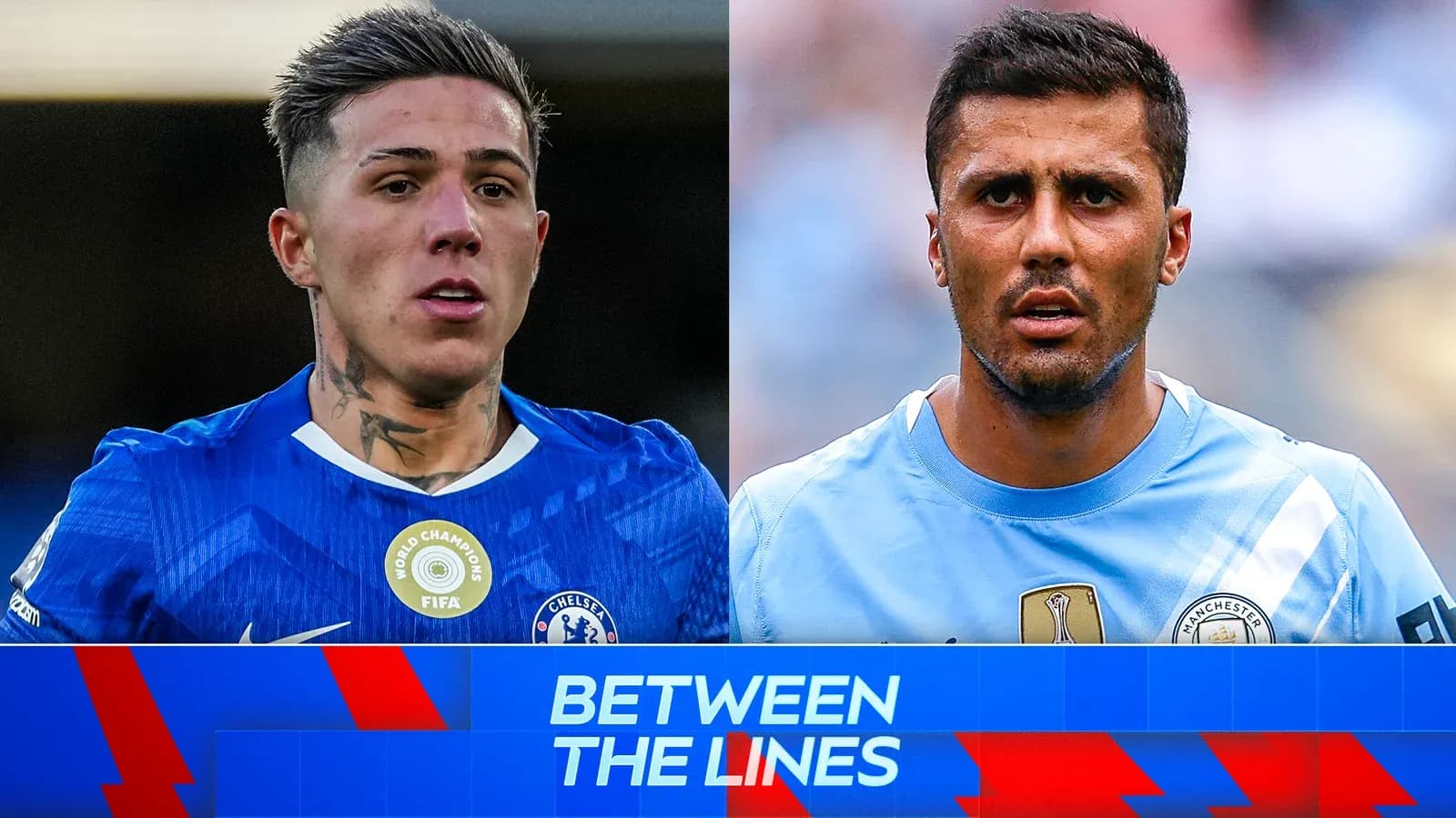 Jugadores de Chelsea y Manchester City en primer plano