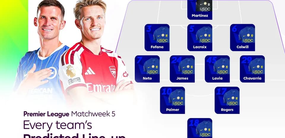 Jugadores de Brighton y Arsenal con alineación prevista