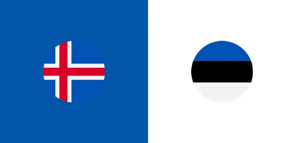 Banderas de Islandia y Estonia en fondo azul y blanco