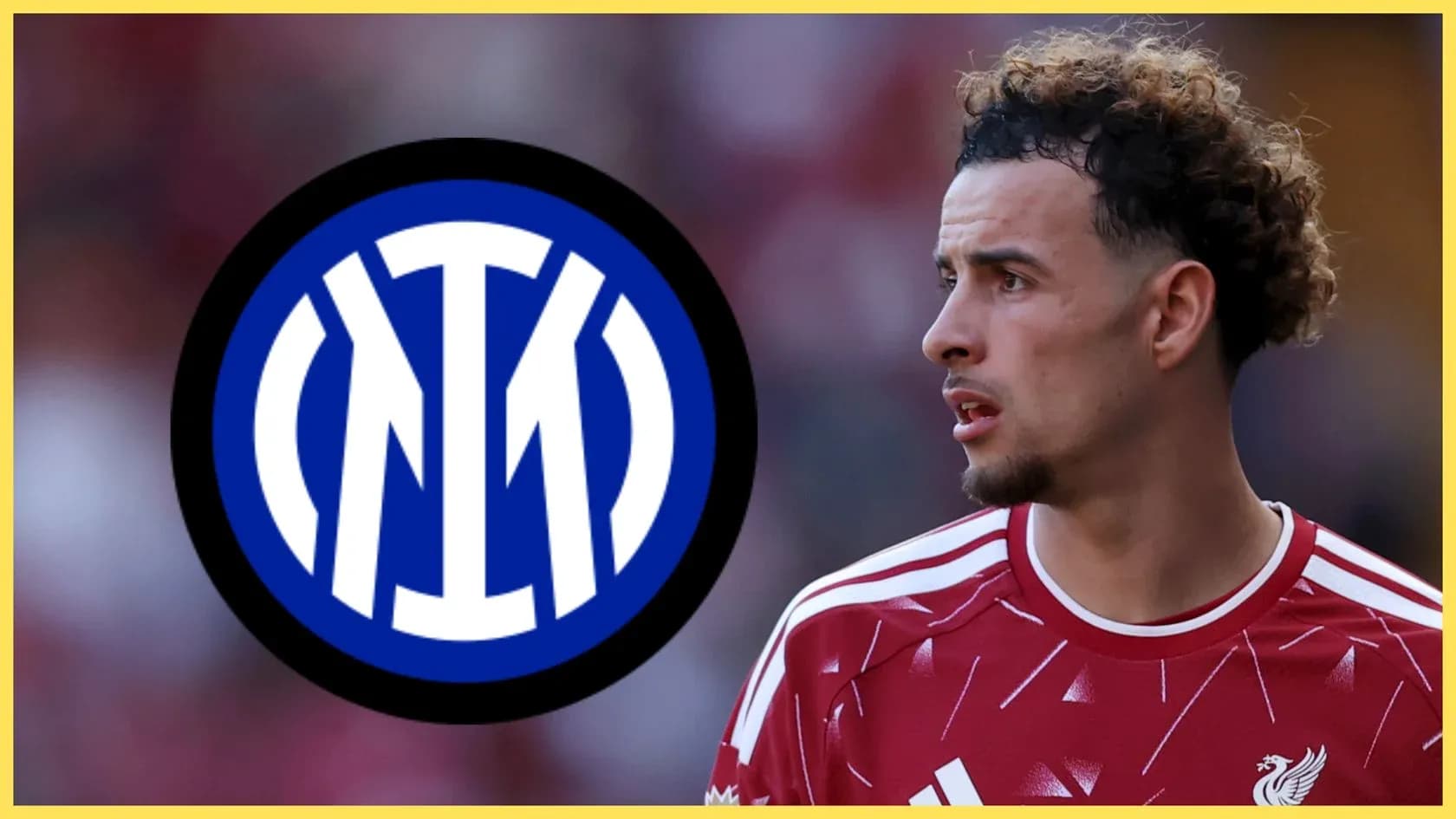 Jugador de Liverpool con logo de Inter de fondo