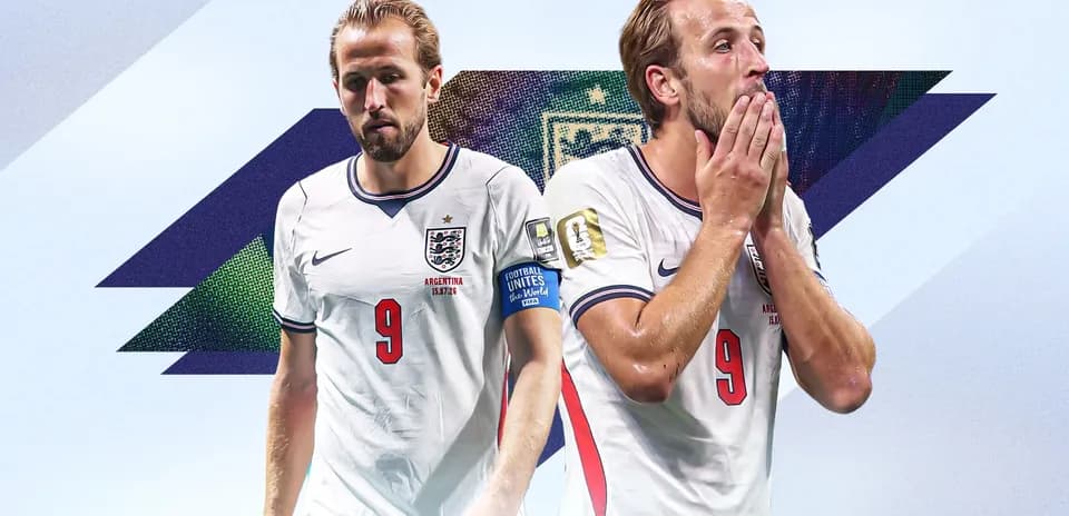 Harry Kane en uniforme de Inglaterra, mostrando emociones