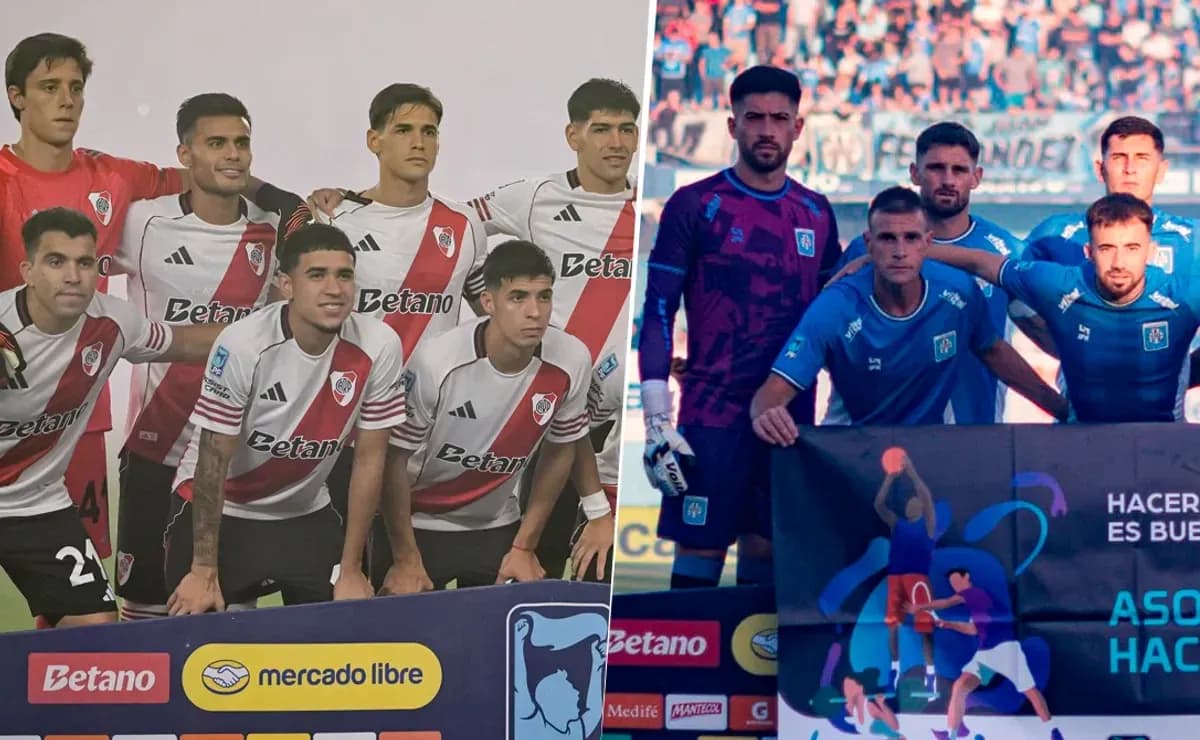 Jugadores de River Plate y Estudiantes posando juntos