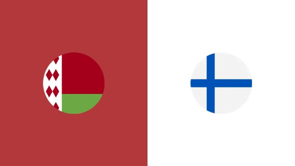 Banderas de Bielorrusia y Finlandia en fondo rojo y blanco