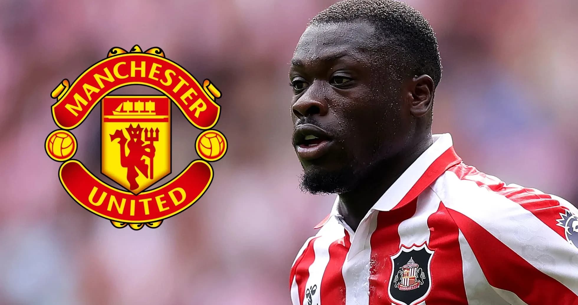 Jugador de Sunderland en acción con logo de Manchester United