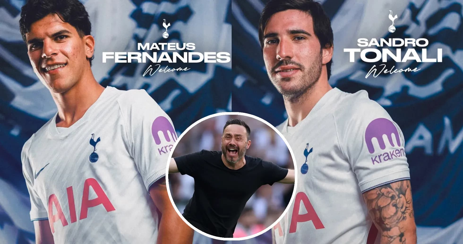 Mateus Fernandes y Sandro Tonali presentan camisetas de Tottenham