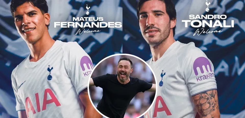 Mateus Fernandes y Sandro Tonali presentan camisetas de Tottenham