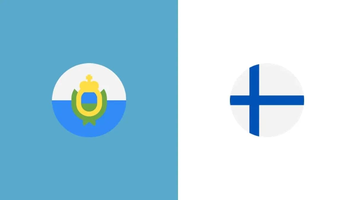 Banderas de San Marino y Finlandia en fondo blanco