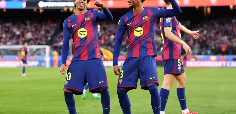 Jugadores del FC Barcelona celebrando un gol